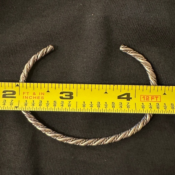 Vintage set: sterling silver braided wire cuff bracelet & adjustable dome ring - Picture 11 of 13